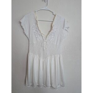 Vintage Vandemere Lingerie Lace Top White Fairy Ruffles Sheer Coquette